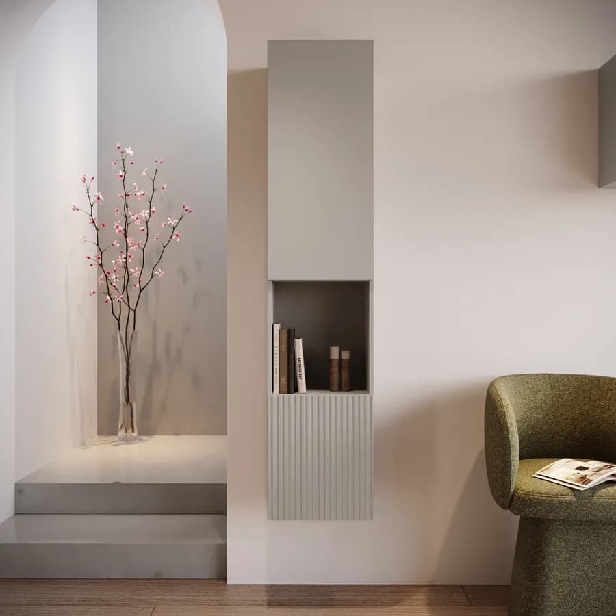 Colonna sospesa 40x180h cashmere cannettato con 2 ante e vano a giorno - Ingrid