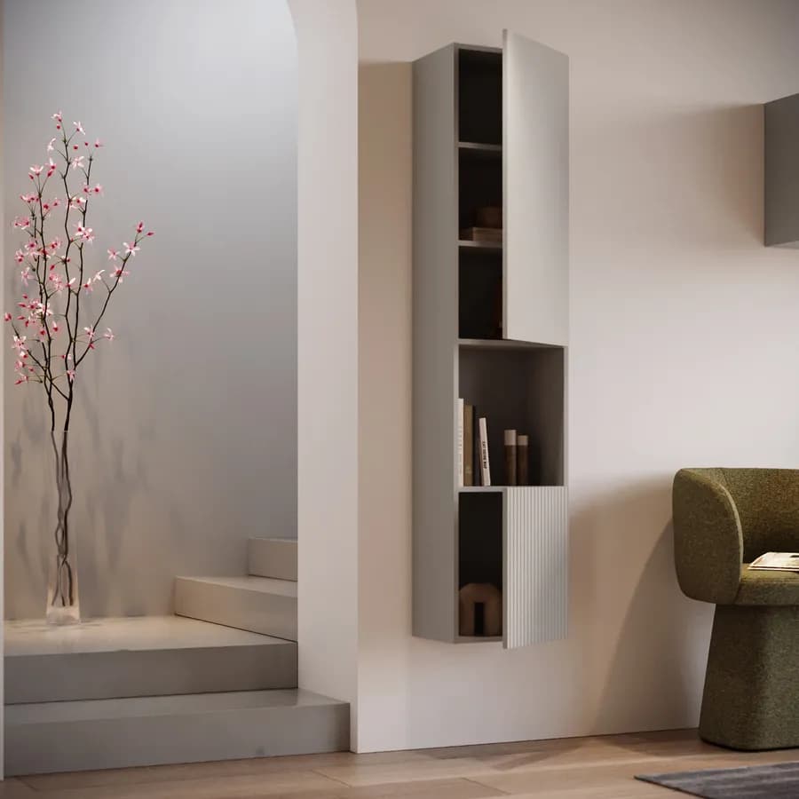 Colonna sospesa 40x180h cashmere cannettato con 2 ante e vano a giorno - Ingrid