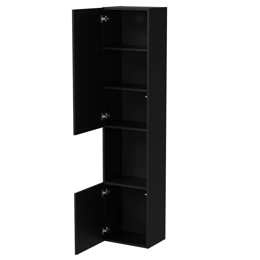 Colonna sospesa 40x180h nero opaco cannettato con 2 ante e vano a giorno - Ingrid