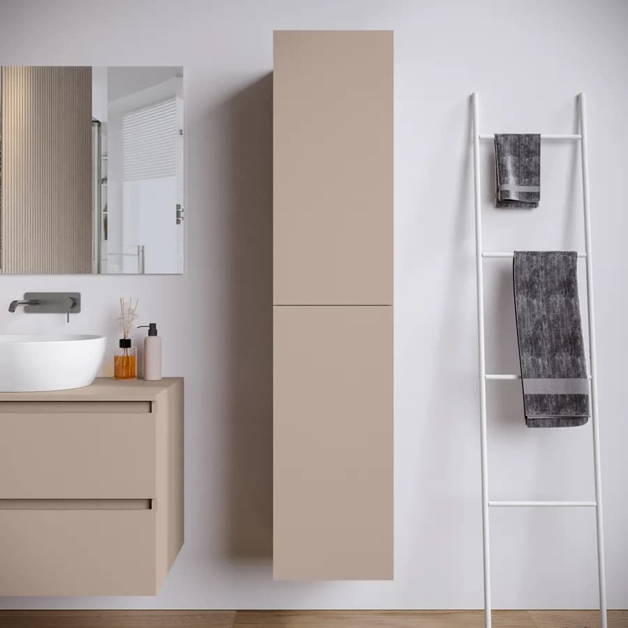 Colonna sospesa cappuccino 35x35x160h cm con 5 ripiani e 2 ante reversibili - Union
