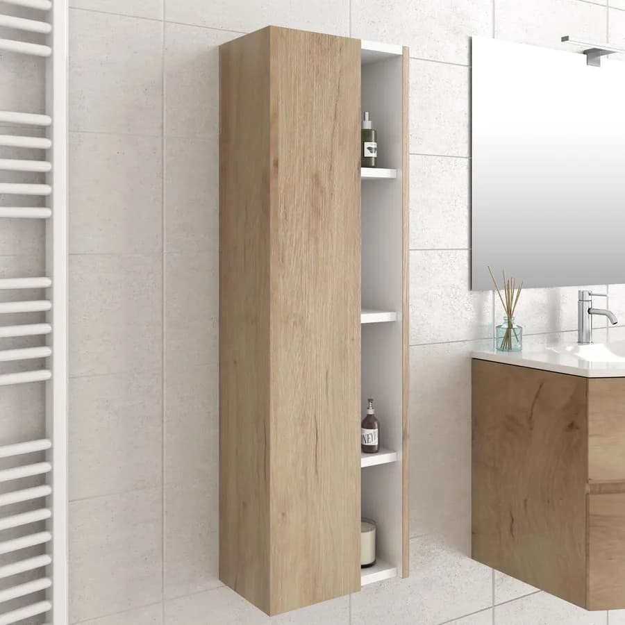 Colonna sospesa da bagno 35x120 cm legno rovere europeo - Caledonia