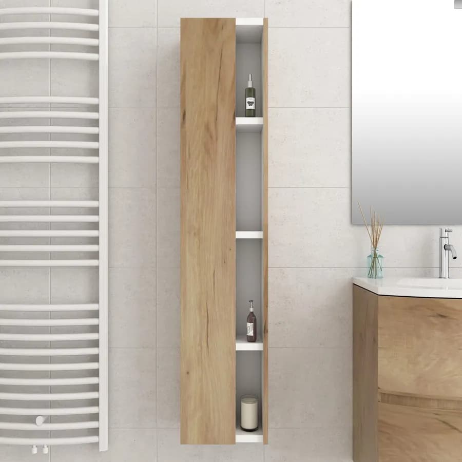 Colonna sospesa da bagno 35x120 cm legno rovere europeo - Caledonia