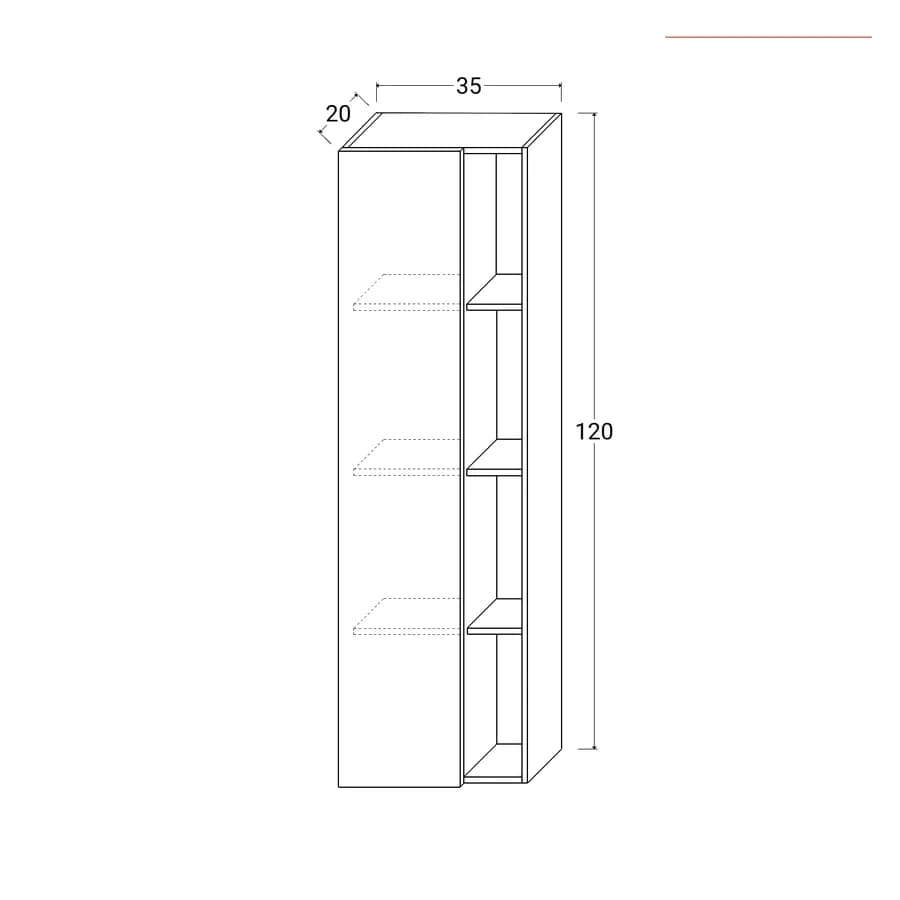 Colonna sospesa da bagno 35x120 cm legno rovere europeo - Caledonia