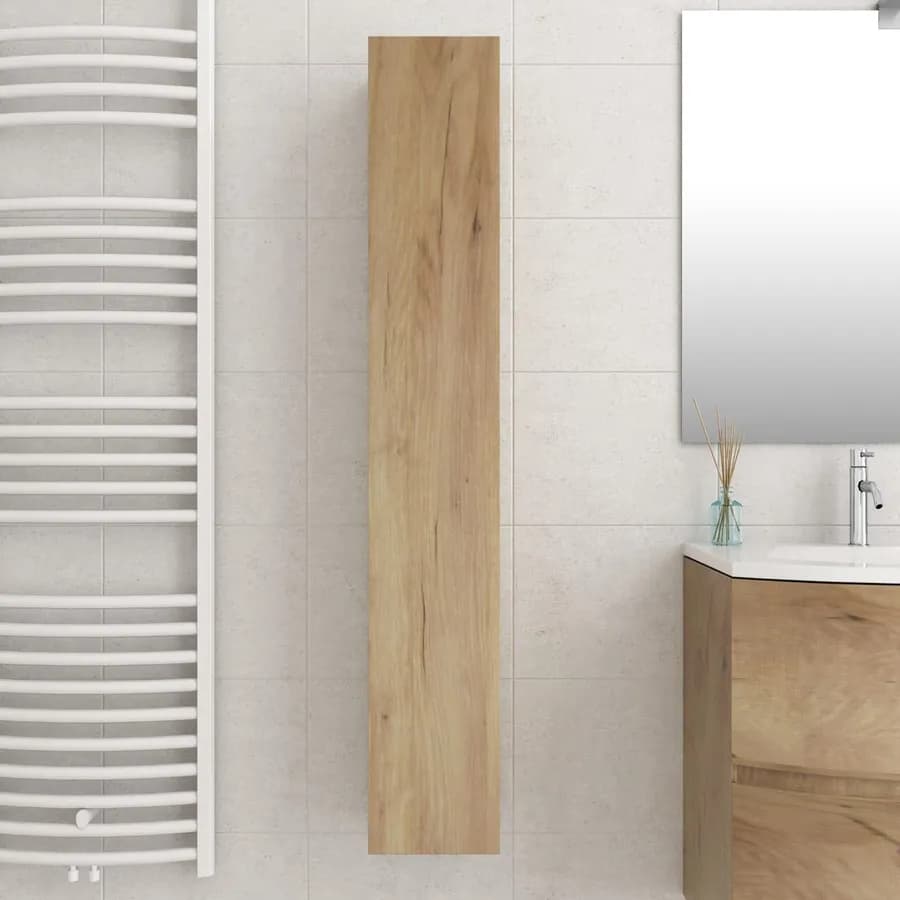 Colonna sospesa da bagno 25x120 cm legno rovere europeo con ripiani regolabili - Caledonia