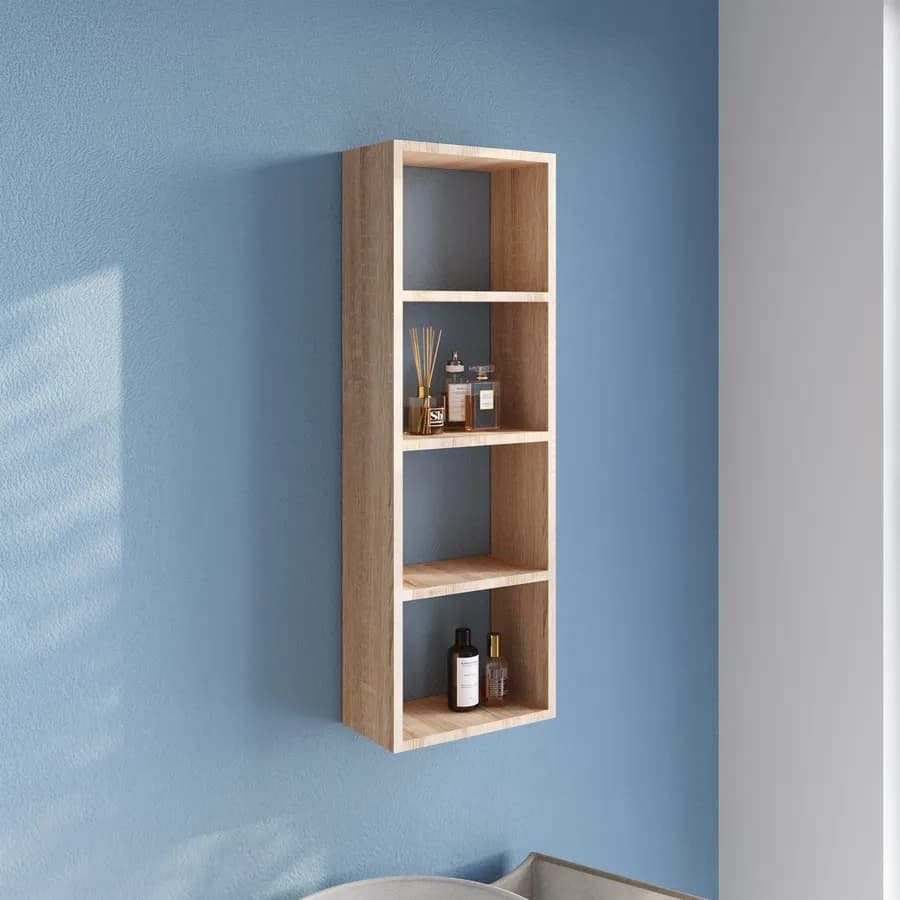 Colonna sospesa lavanderia 30x16x90 h cm con vani a giorno reversibile rovere marley - Fiona