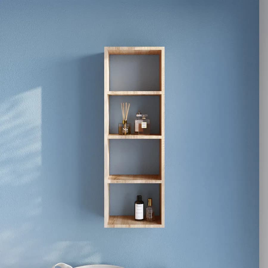 Colonna sospesa lavanderia 30x16x90 h cm con vani a giorno reversibile rovere marley - Fiona
