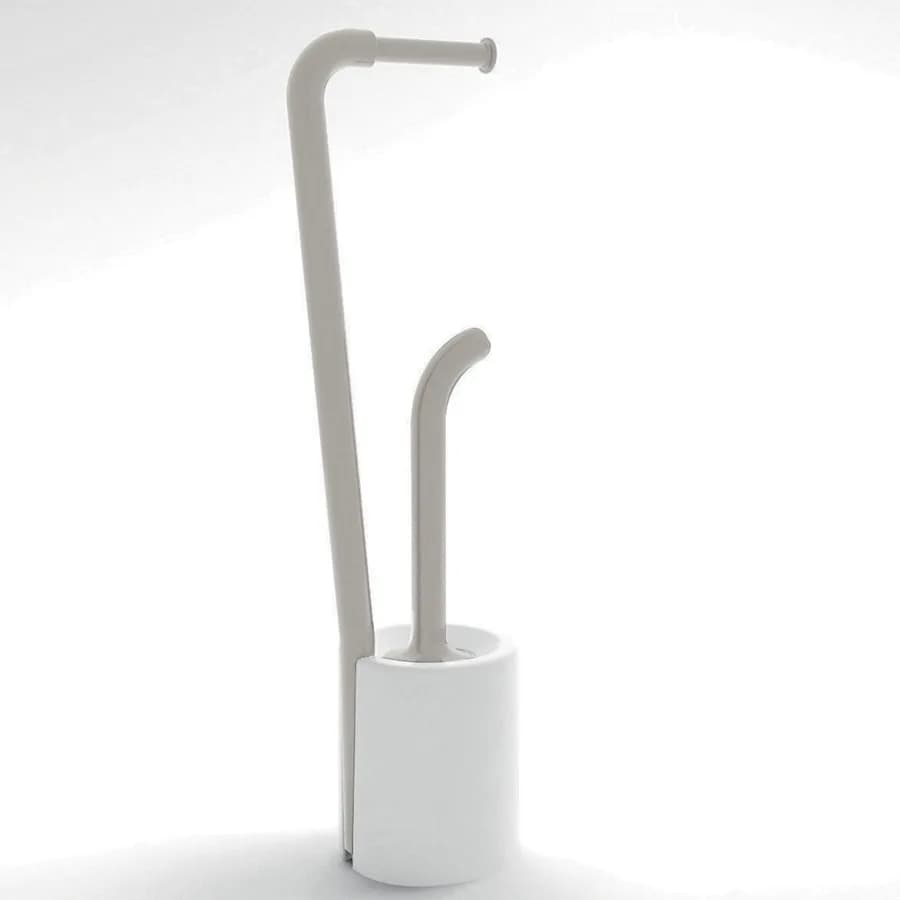 Colonnina portarotolo-scopino WC Wendy Gedy resina bianco/tortora chiaro