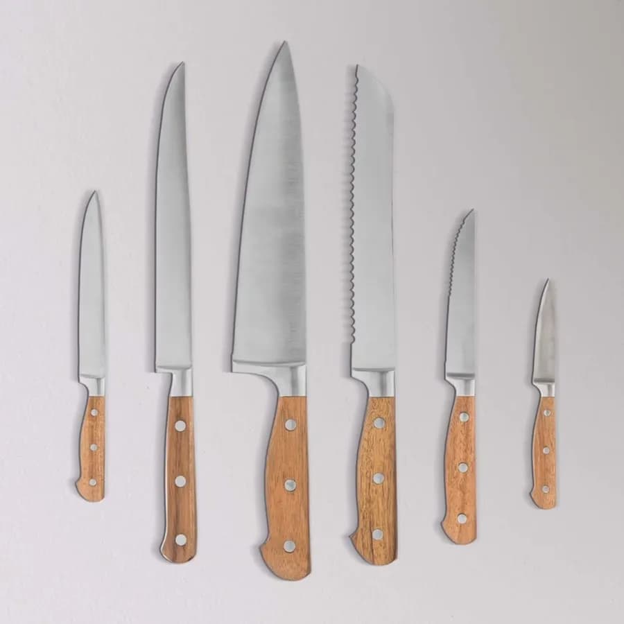 Coltello professionale 23h cm da bistecca in acciaio inox e legno di acacia naturale - Tytan