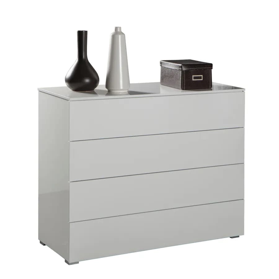 Cassettiera 108x85h cm con 4 cassetti bianco lucido - Reina