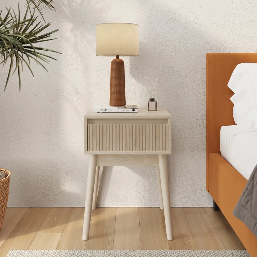 Comodino 39x55h cm effetto legno di betulla baltica con 1 cassetto - Monsieur