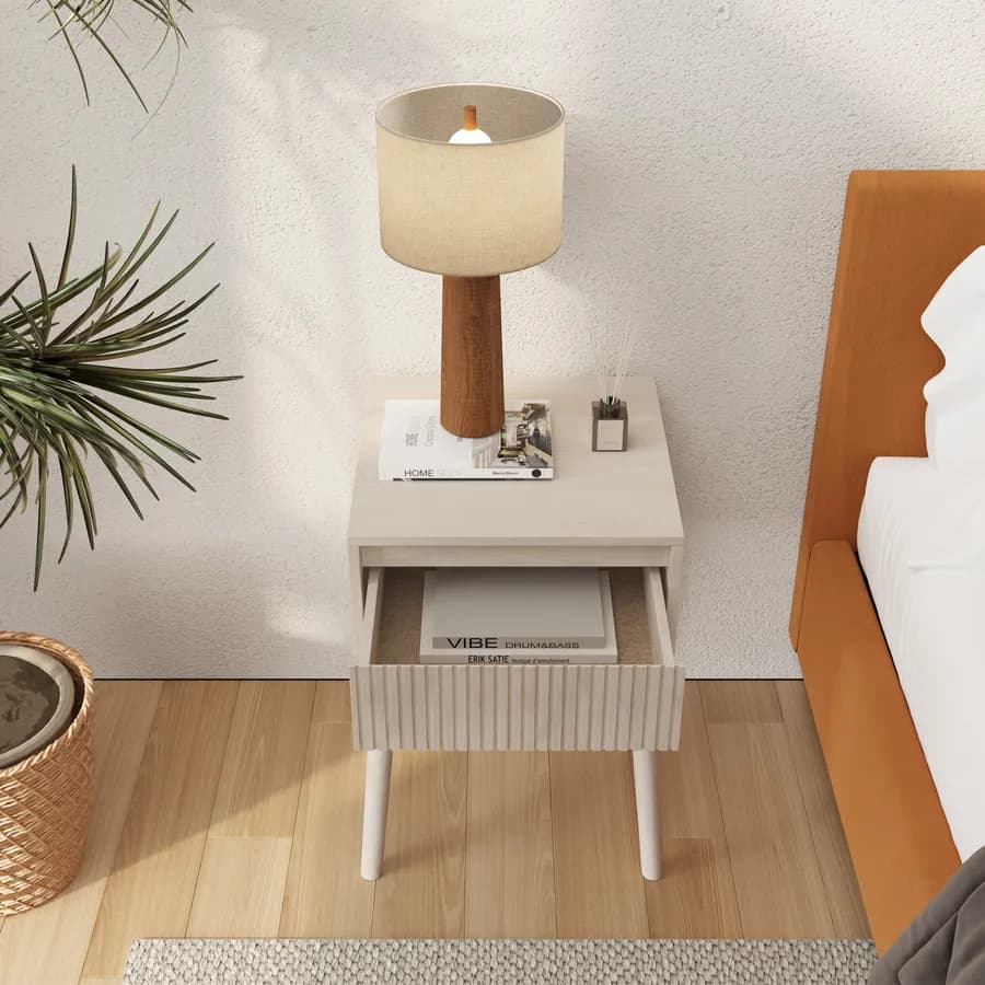 Comodino 39x55h cm effetto legno di betulla baltica con 1 cassetto - Monsieur