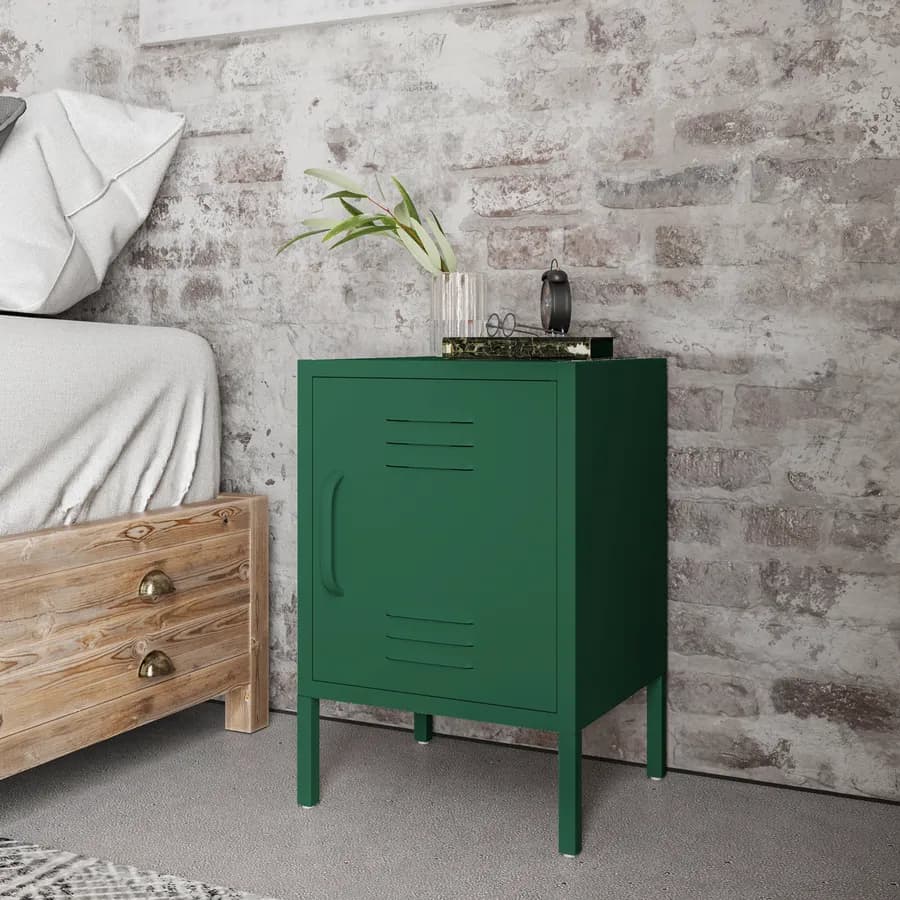 Comodino 40x60h cm in acciaio verniciato verde con 1 anta - Easton