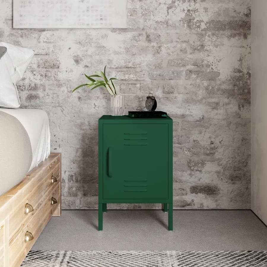 Comodino 40x60h cm in acciaio verniciato verde con 1 anta - Easton