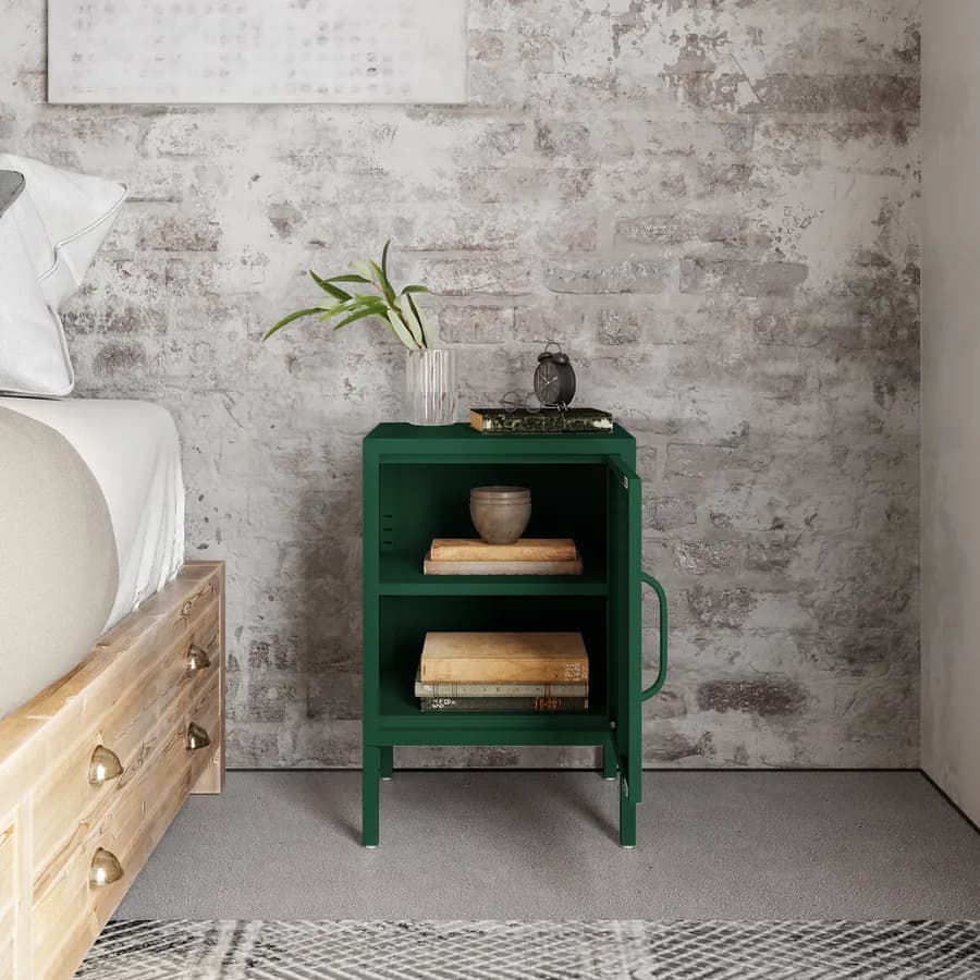 Comodino 40x60h cm in acciaio verniciato verde con 1 anta - Easton