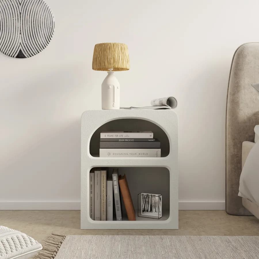 Comodino 45x55h cm beige effetto pietra - Hermosa