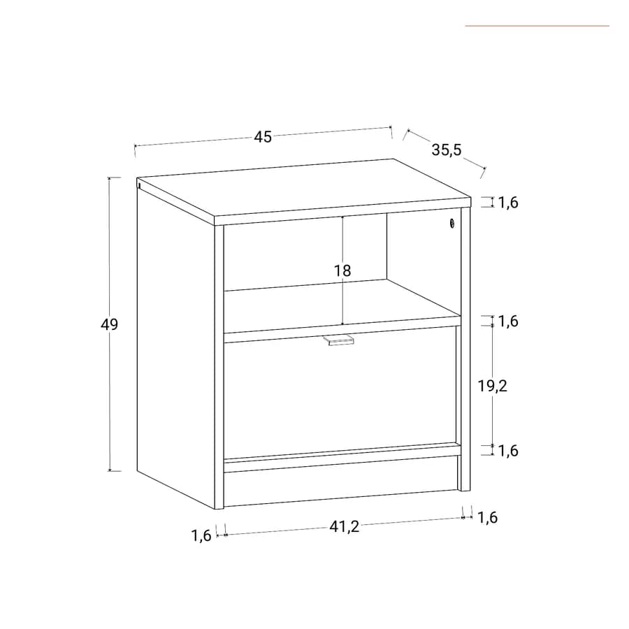 Comodino 45x49h cm legno bianco e rovere con 1 cassetto - Aubin