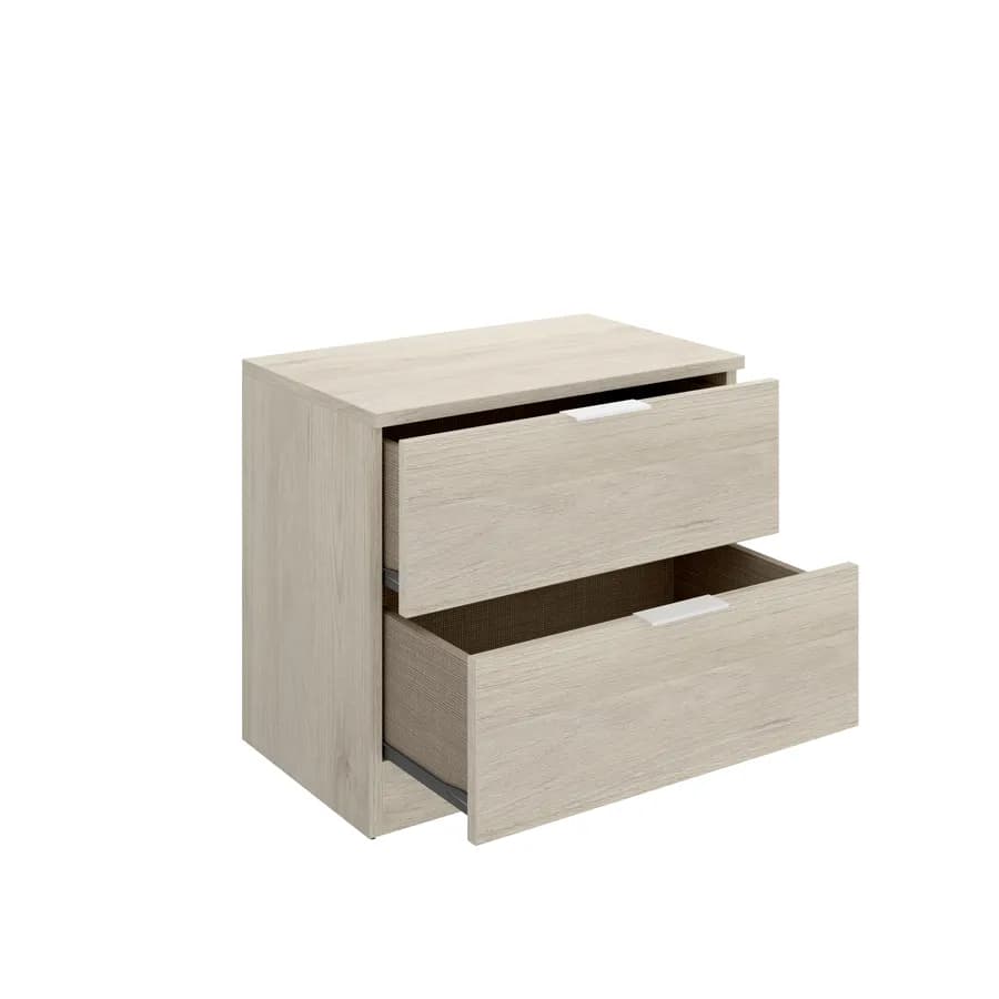Comodino 46h cm in legno effetto rovere naturale con 2 cassetti - Novak
