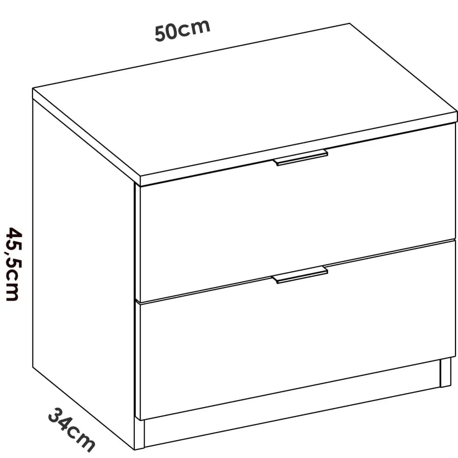 Comodino 46h cm in legno effetto rovere naturale con 2 cassetti - Novak
