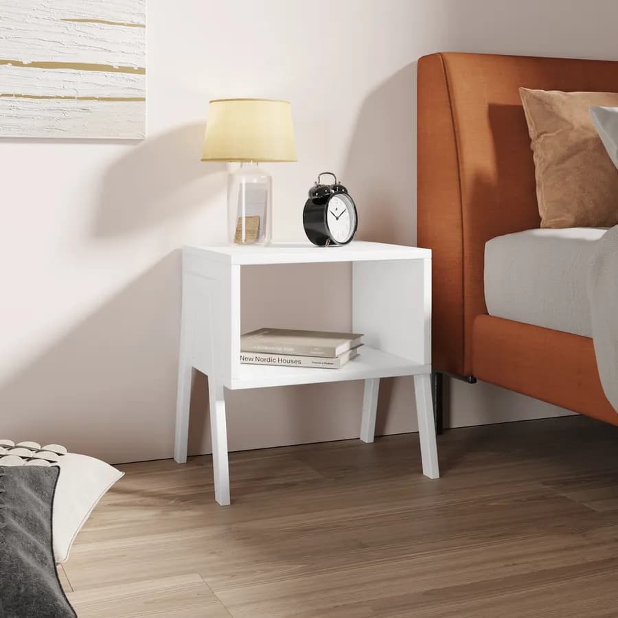 Comodino 49x35 cm bianco con vano a giorno - Bracco