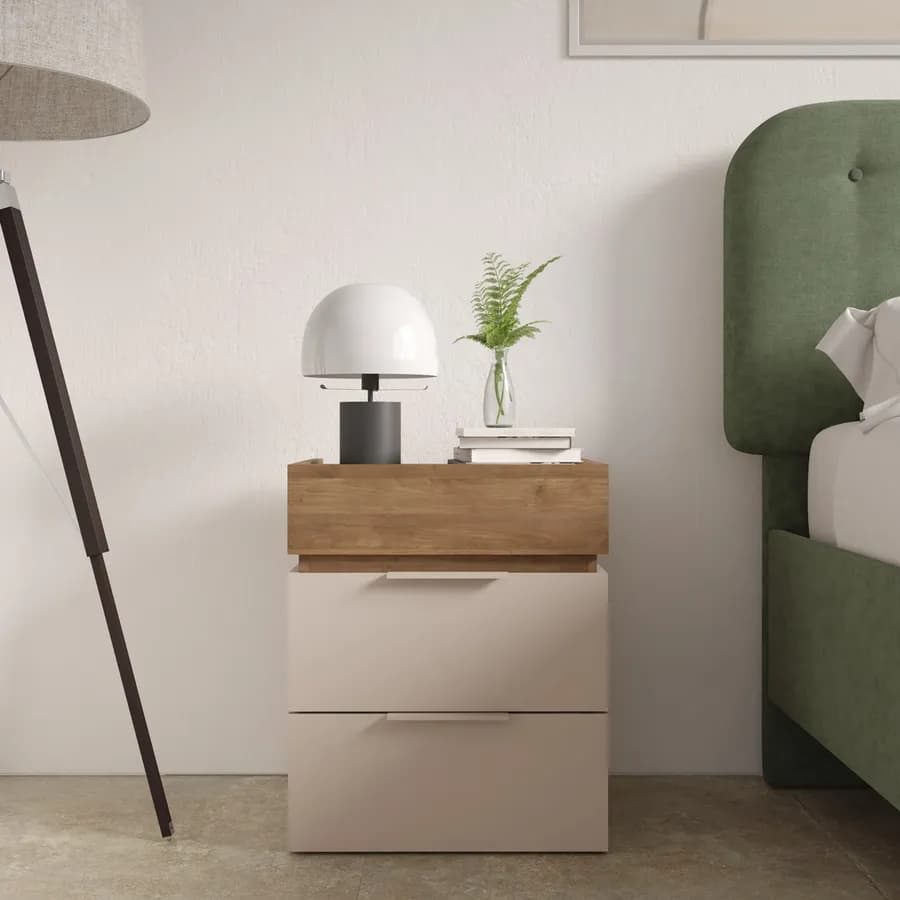 Comodino 50x41 cm con 3 cassetti soft close cashmere e mercure - Alban