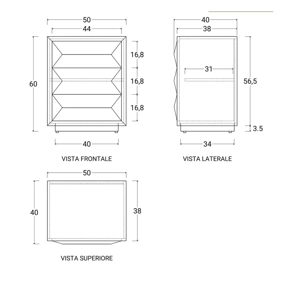 Comodino 50x60h cm in legno di mango color noce con 1 anta - Flame