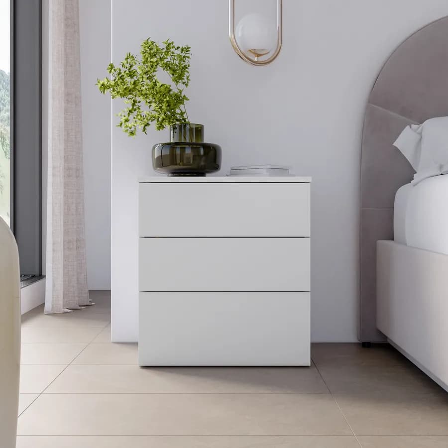 Comodino 52x58h cm con 3 cassetti bianco - Axel