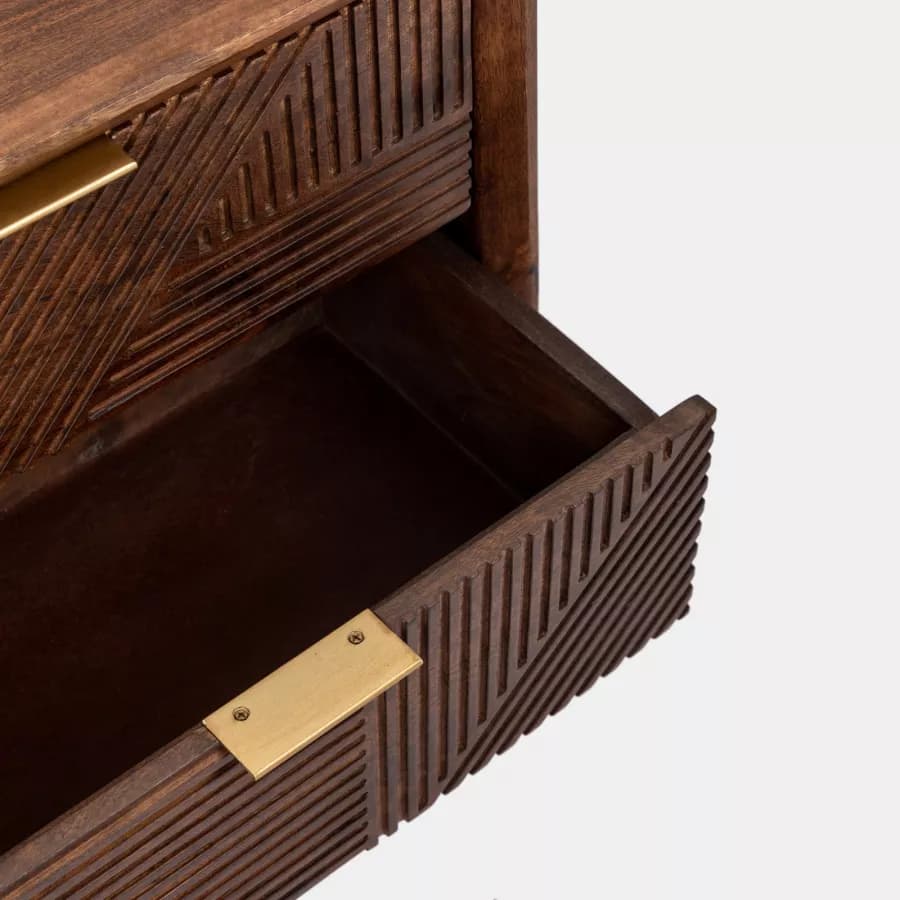 Comodino 60 cm in legno di mango cannettato - Maltese