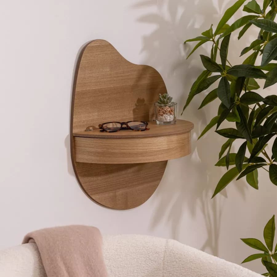 Mensola sospesa 40x20 cm effetto rovere con anta - Nellie