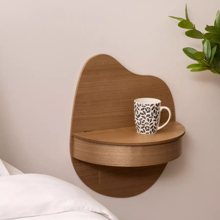 Mensola sospesa 40x20 cm effetto rovere con anta - Nellie