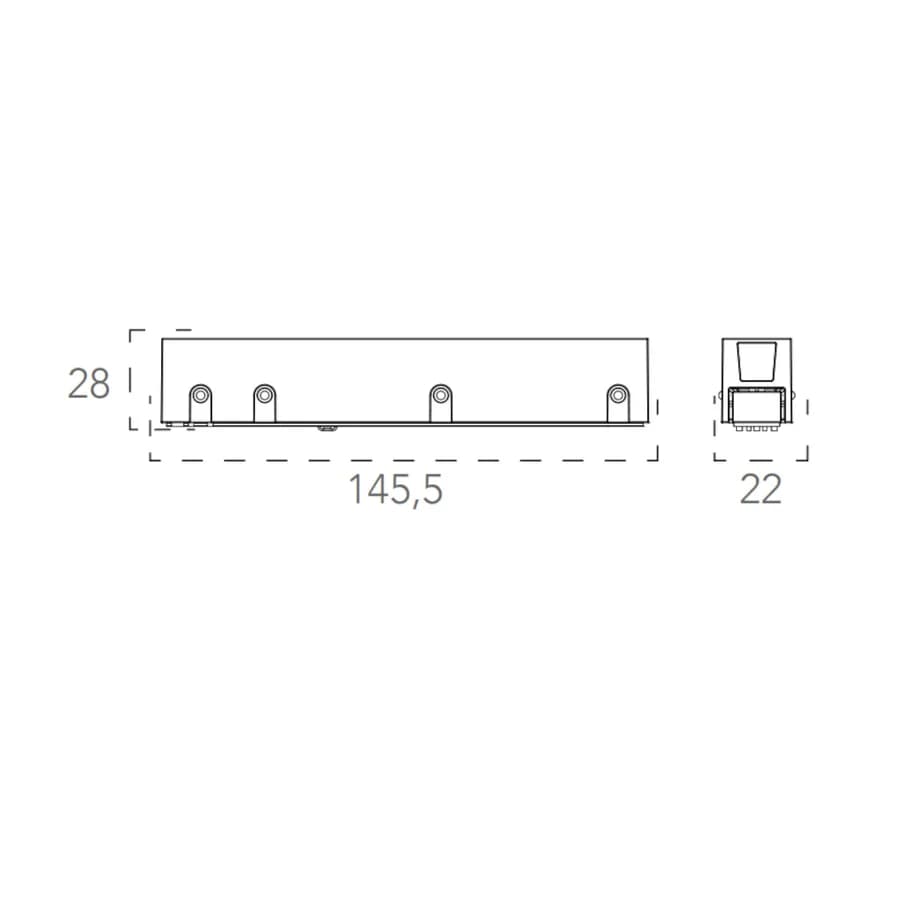 Connettore 14,5 cm 48 V per sistema binario - Power Row - Inc - Met - Light