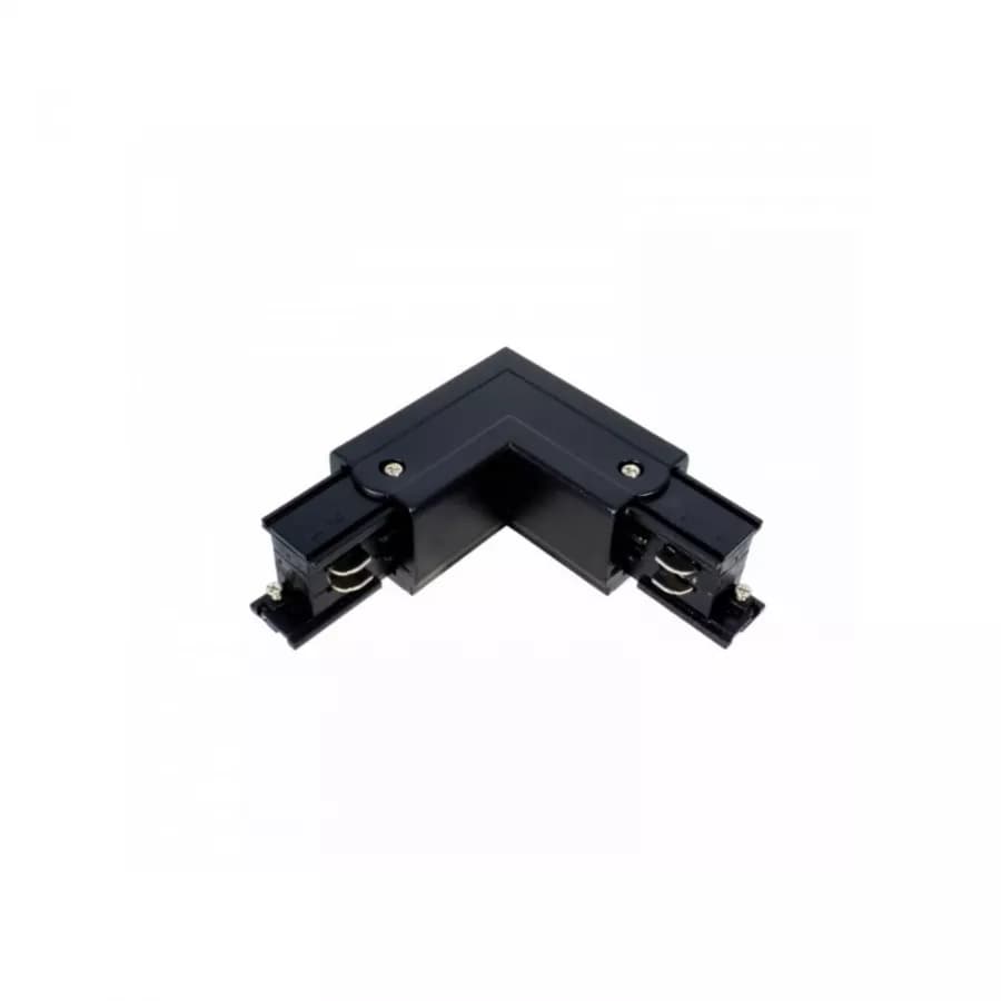 Connettore a L sinistro per binario guida trifase in alluminio nero - Radius