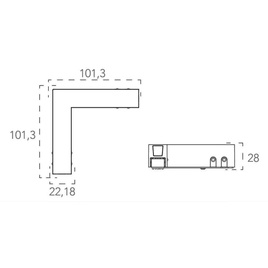 Connettore angolare 10,1x10,1 cm 48 V per sistema binario - Power