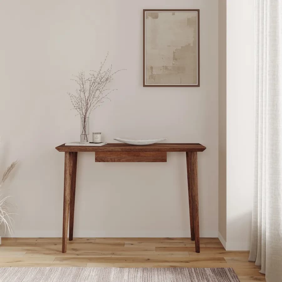 Consolle 110x40 cm in legno di mango naturale con cassetto - Tiberius