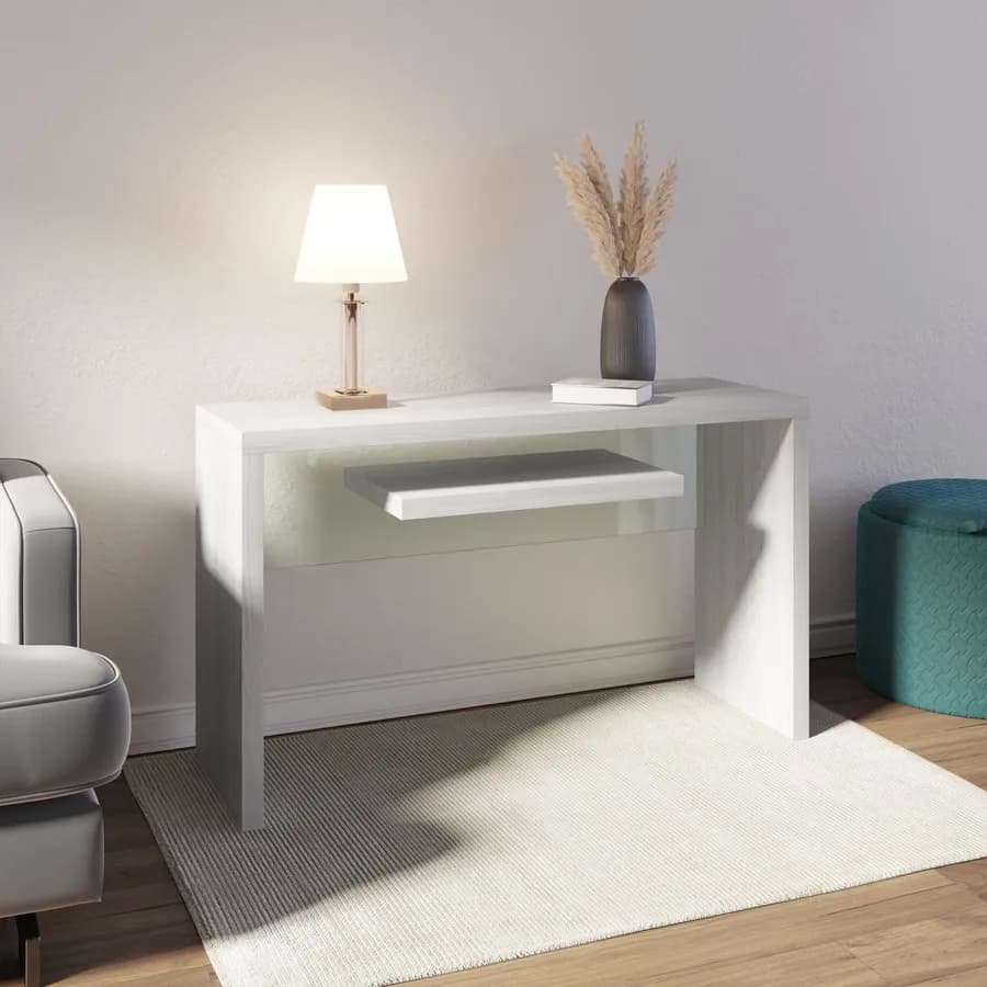 Consolle 120x40 cm in legno bianco e vetro temperato - City