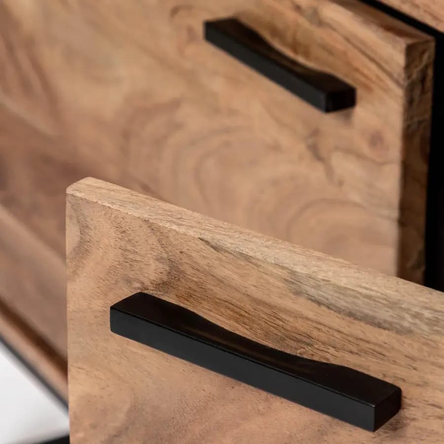 Madia 175x77h cm in legno di acacia e metallo con 3 ante - Freia Acacia