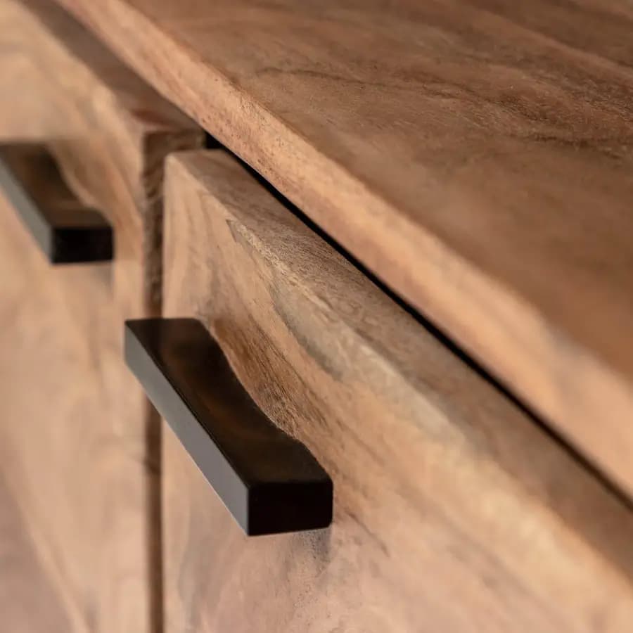 Madia 175x77h cm in legno di acacia e metallo con 3 ante - Freia Acacia