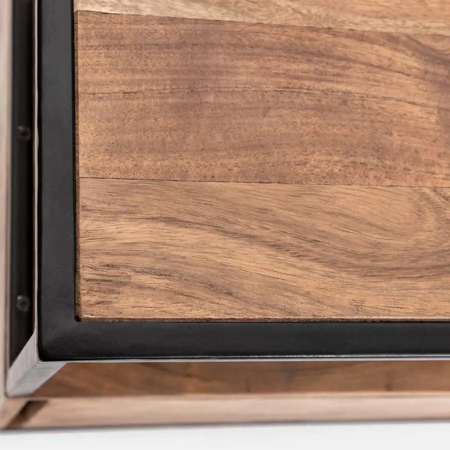 Madia 175x77h cm in legno di acacia e metallo con 3 ante - Freia Acacia