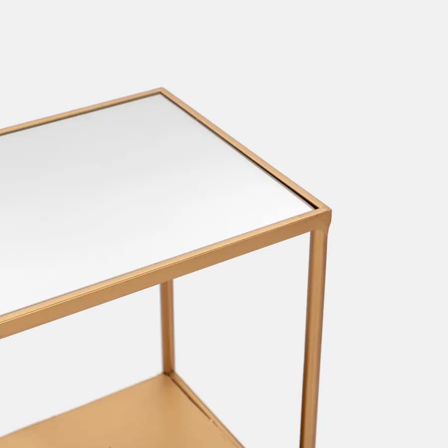 Consolle 59x64h cm oro piano in vetro con portariviste - Richmond