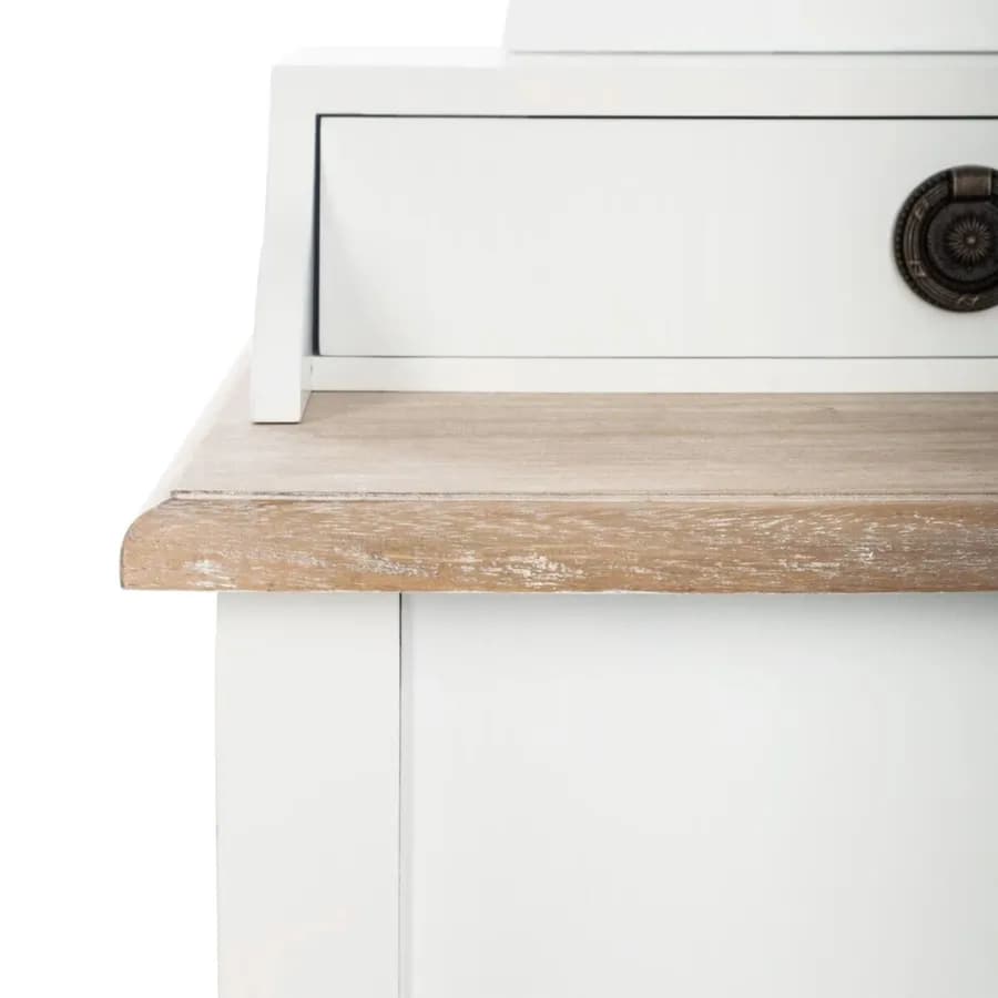 Consolle 74x135h cm in legno bianco e naturale con specchio e 3 cassetti - Nayeli
