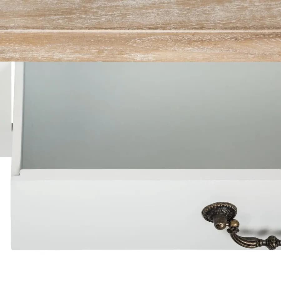Consolle 74x135h cm in legno bianco e naturale con specchio e 3 cassetti - Nayeli