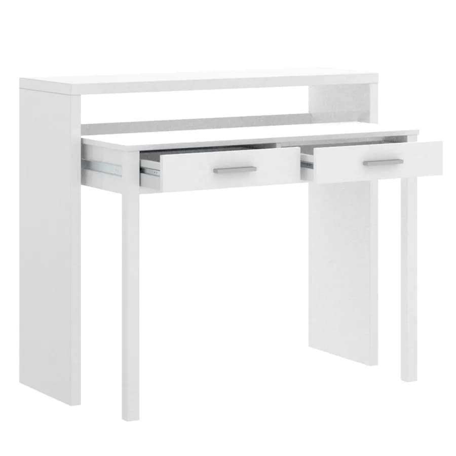 Consolle con scrivania estraibile 99x36-70 cm in legno bianco lucido - Savage
