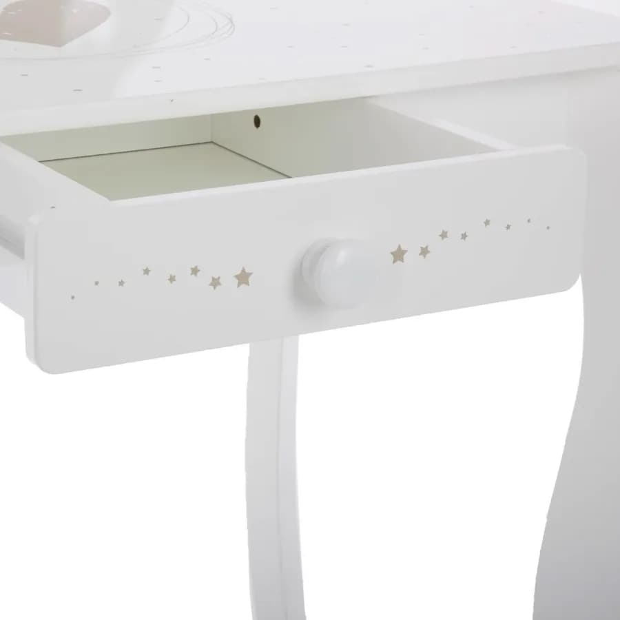 Consolle con specchio e sgabello per bambini 71x91h cm in legno bianco - Kids