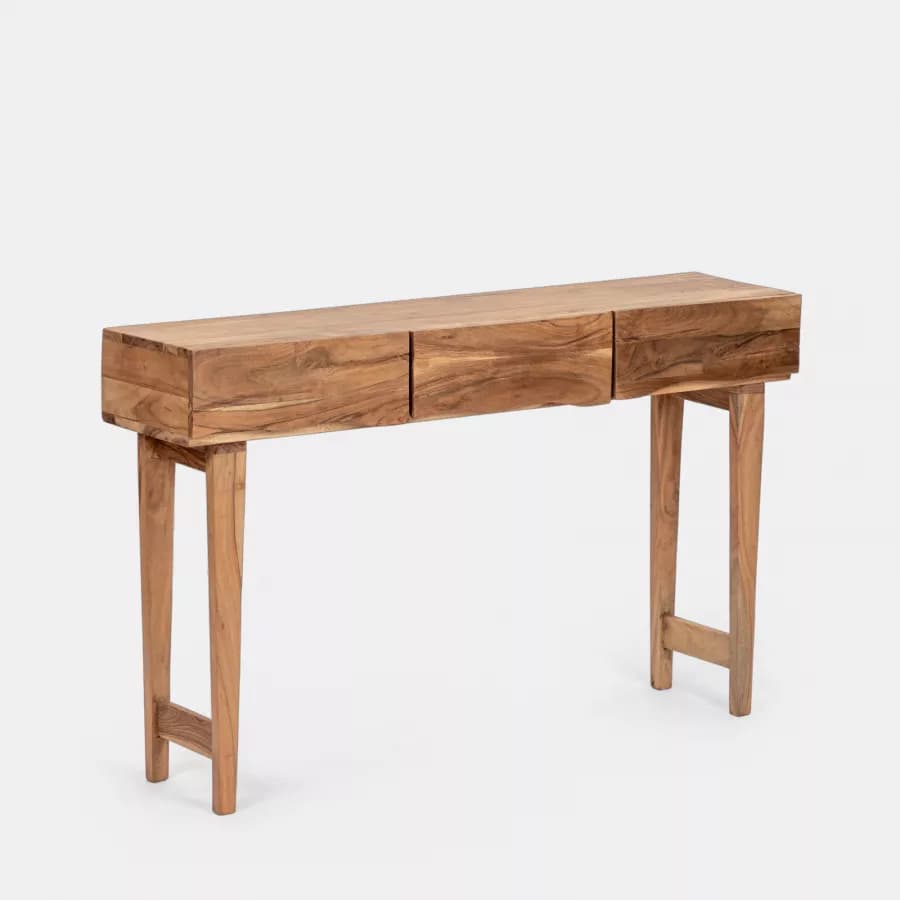 Consolle 120x75h cm in legno di acacia con 3 cassetti - Freia Acacia