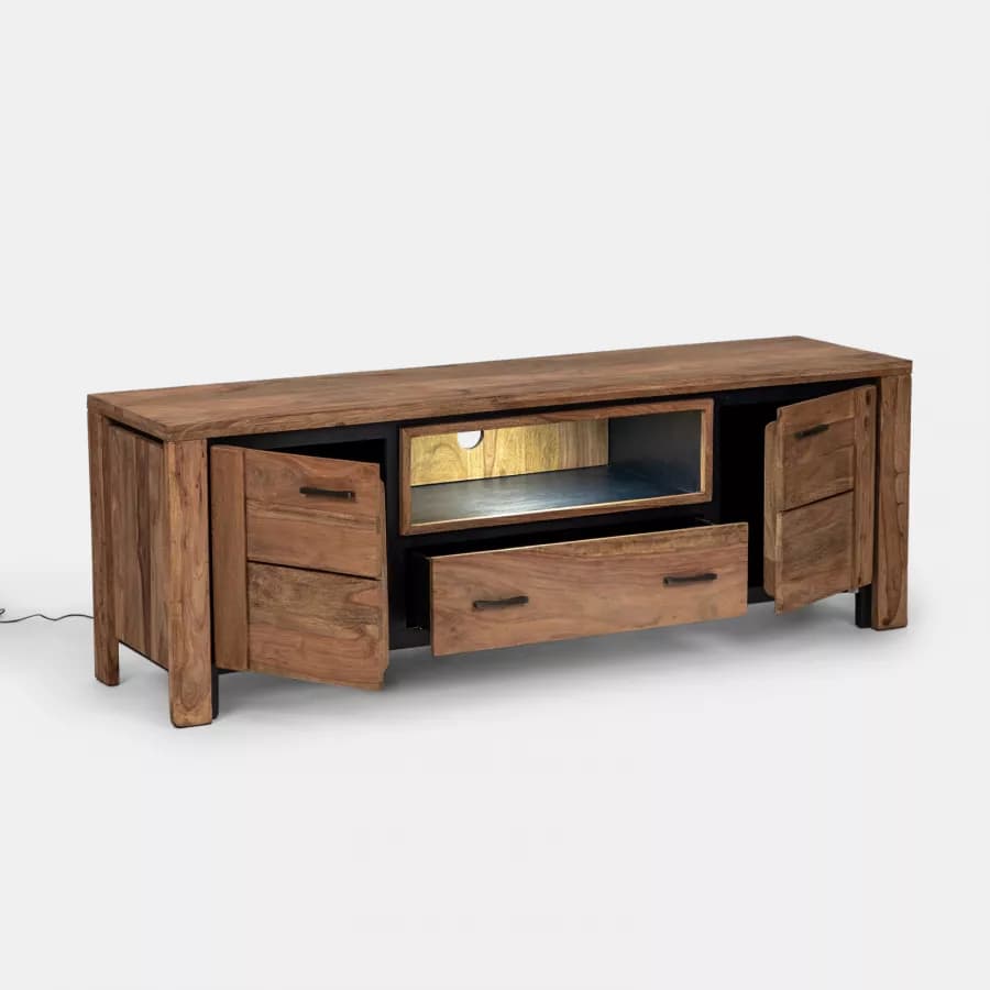 Mobile porta tv 175 cm in legno di acacia - Freia Acacia