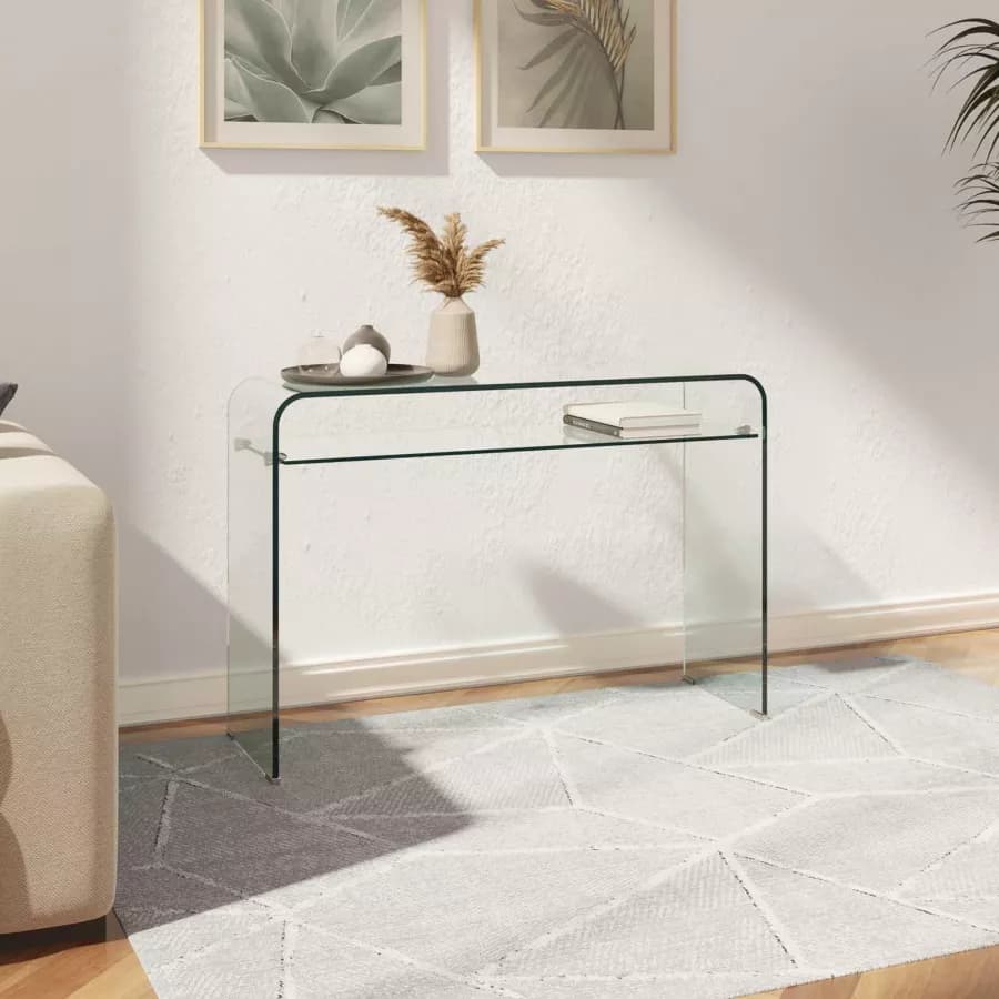 Consolle 110x35 cm in vetro con ripiano - City
