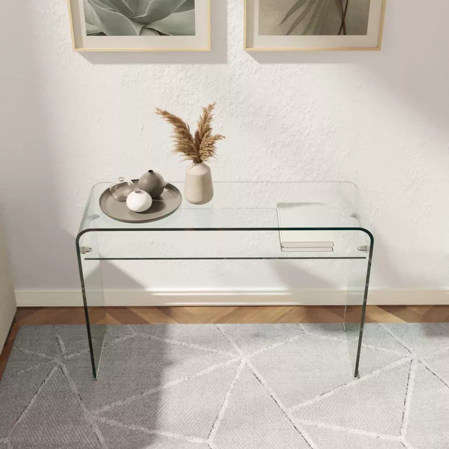 Consolle 110x35 cm in vetro con ripiano - City