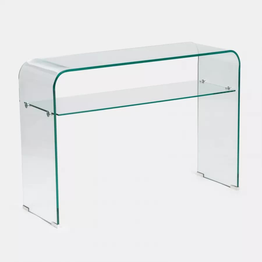 Consolle 110x35 cm in vetro con ripiano - City