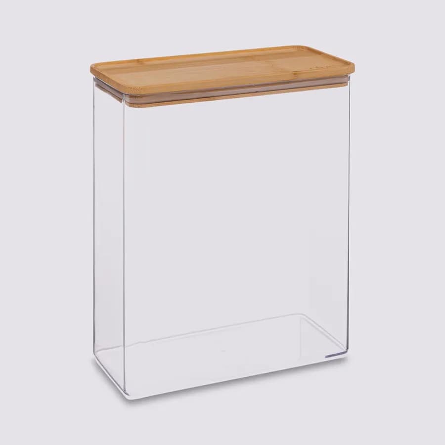 Contenitore 20x27h cm ermetico ed impilabile trasparente con coperchio in bambù - Elgar