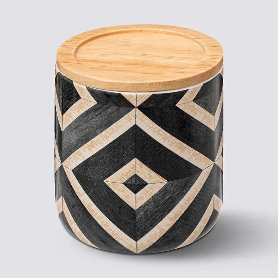 Contenitore da appoggio in ceramica bianco e nero - Carol