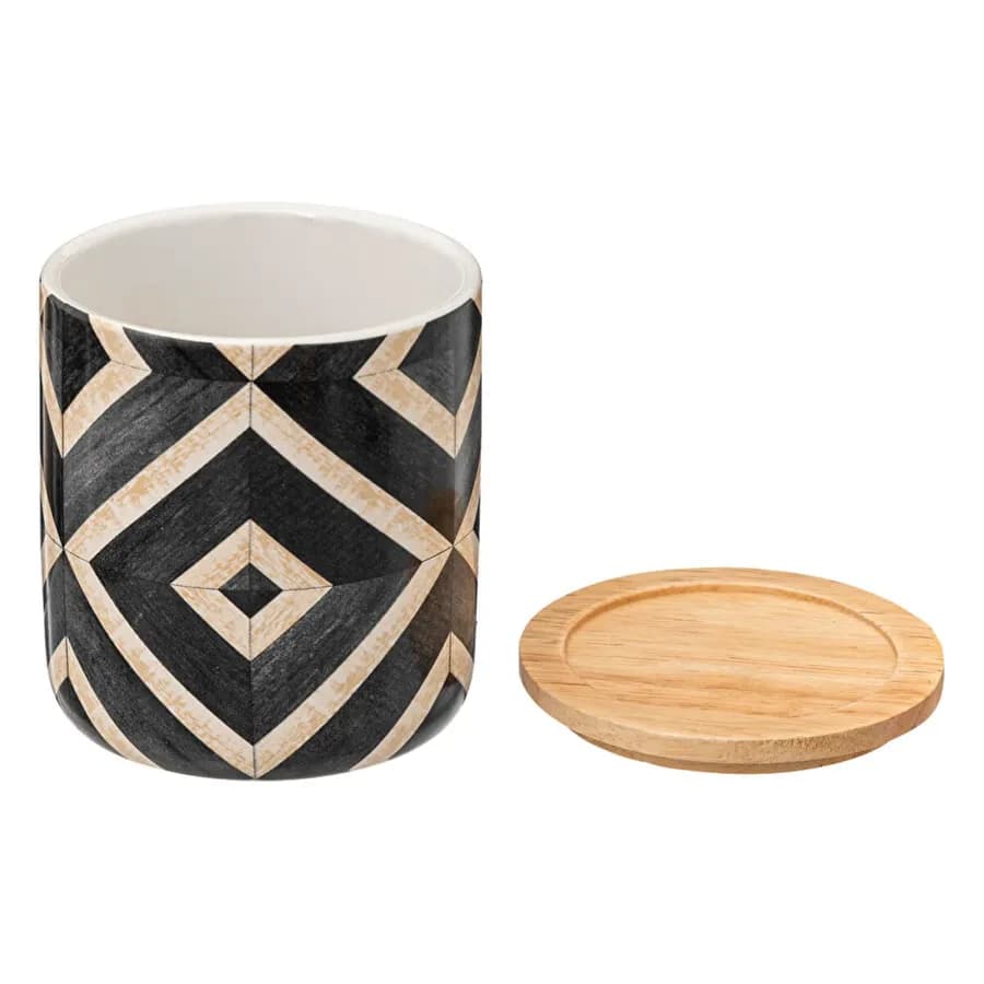 Contenitore da appoggio in ceramica bianco e nero - Carol